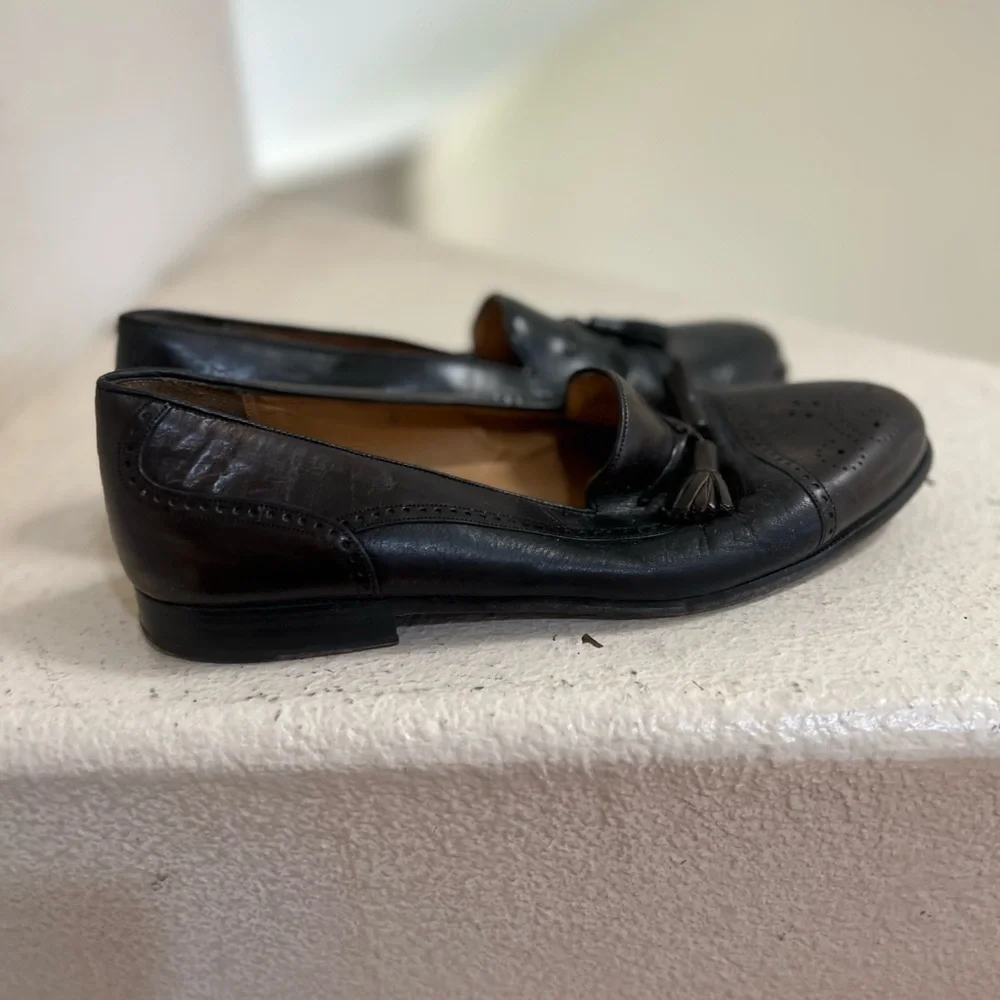 Mezlan Black Leather Cap Toe Tassel Loafers Barcelona Mens 9 W  Preppy Business